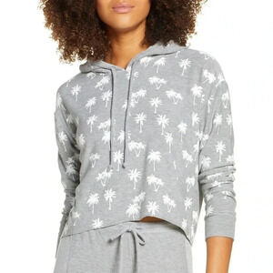 Chaser Women's Gray Palm Trees Crop Hoodie Size Small